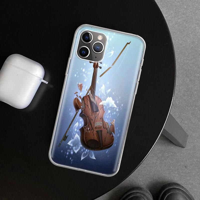 Music Violin Phone Case Cover for iPhone 11 12 13 Mini 14 15 Plus 16 Pro Max 17 Air 7 8 + SE Art Customized Fundas 11 12 13 Mini