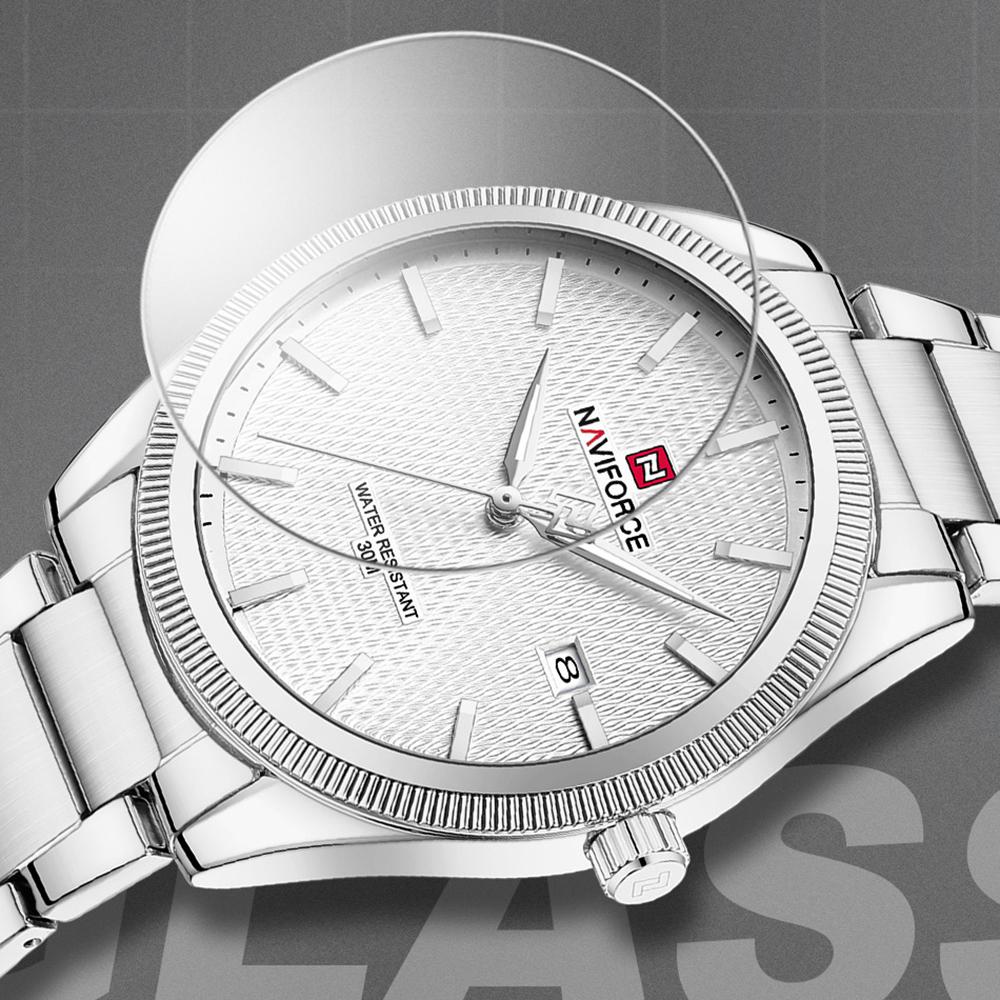 Naviforce Original Simple Men Watch Calendar Quartz Movement Luminous Pointer Waterproof 3ATM Stainless Steel Strap Men Watch NF9276S