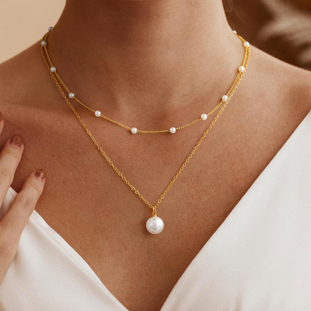 Нишевое Роскошное Жемчужное Ожерелье Универсальная и Простая Цепочка на Ключицы