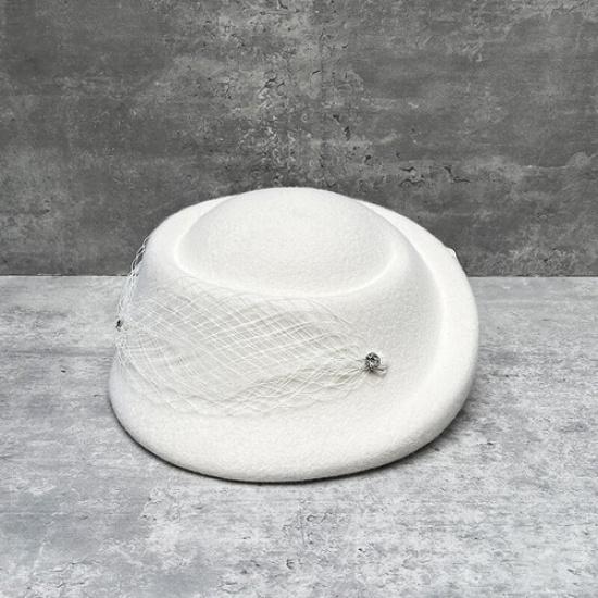 1x Lady Elegant Wool Blend Beret Hat with Bowknot & Mesh Veil Retro Painter Hat
