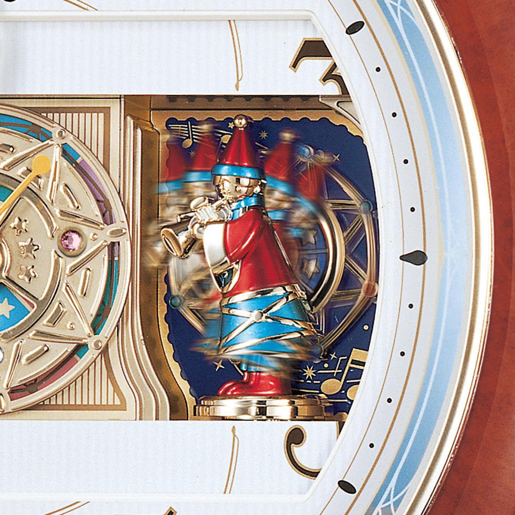 Seiko Clock Wall Clock Karakuri Clock Radio Clock Analog Karakuri 6 Songs Melody Brown Marble Pattern RE559H