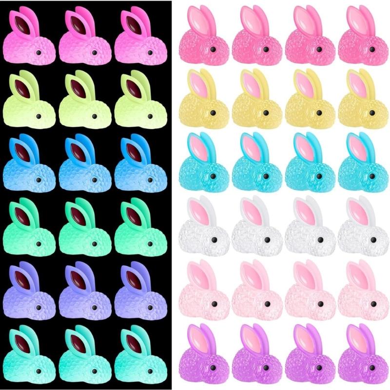 60 шт. смоляная светящаяся статуя кролика для внутреннего и наружного украшения мини — фото 6