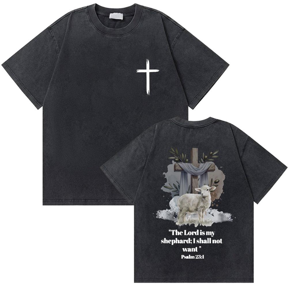 Gewaschenes Vintage Christian Jesus Grafik T-Shirt für Herren Hohe Qualität Baumwolle T-Shirts Herren Hip Hop Gothic Oversized T-Shirt Streetwear