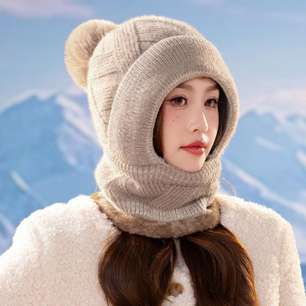 Double Layer Ear Protection Hat Plus Plush Beanie Hat Outdoor Knitted Hat Winter