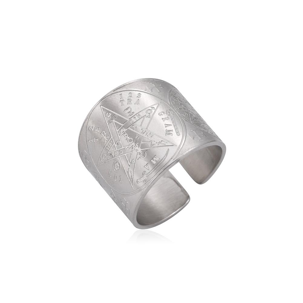 Cutting Craft Titanium Steel Hexagram Open Ring Punk Men s Jewelry Accessory No. 8