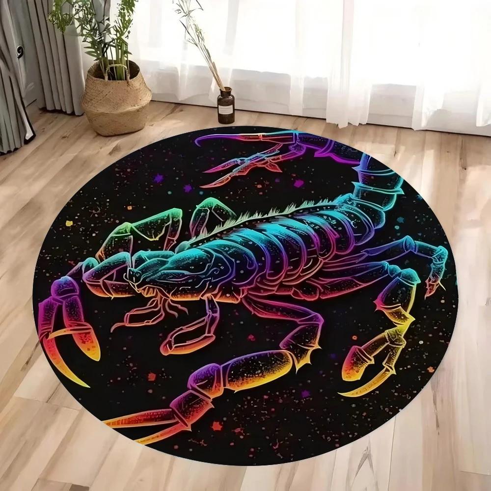Mysterious Zodiac Sign Print Round Rugs Non-Slip Floor Mat for Home Living Room Bedroom Machine Washable Round Carpet