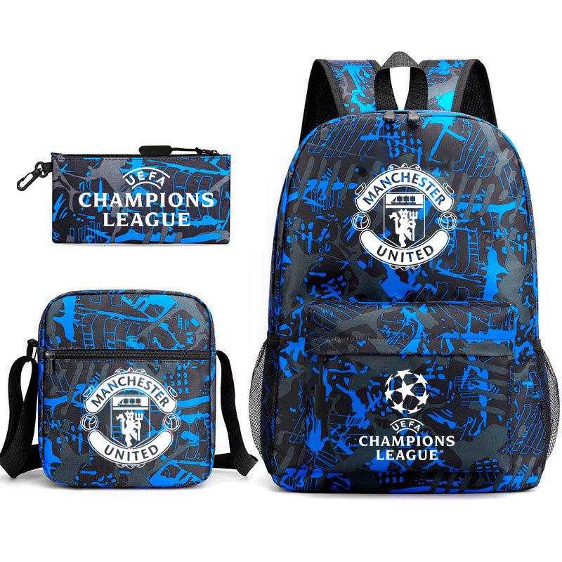 Zaino da Tifoso di Calcio per Bambini e Ragazzi Manchester United Semplice Casual Zaino Giornaliero Borsa a Spalla con Astuccio