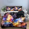Colorful Butterfly Bedding Set 3pcsGradient Watercolor Insect Art Duvet Cover SetVibrant Floral Background Bed Linen for Home