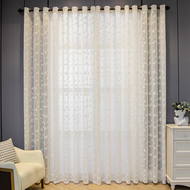 European Style Romantic Lace Embroidery Flower Curtain Transparent But Opaque Living Room Bedroom Window Screen Home Decoration
