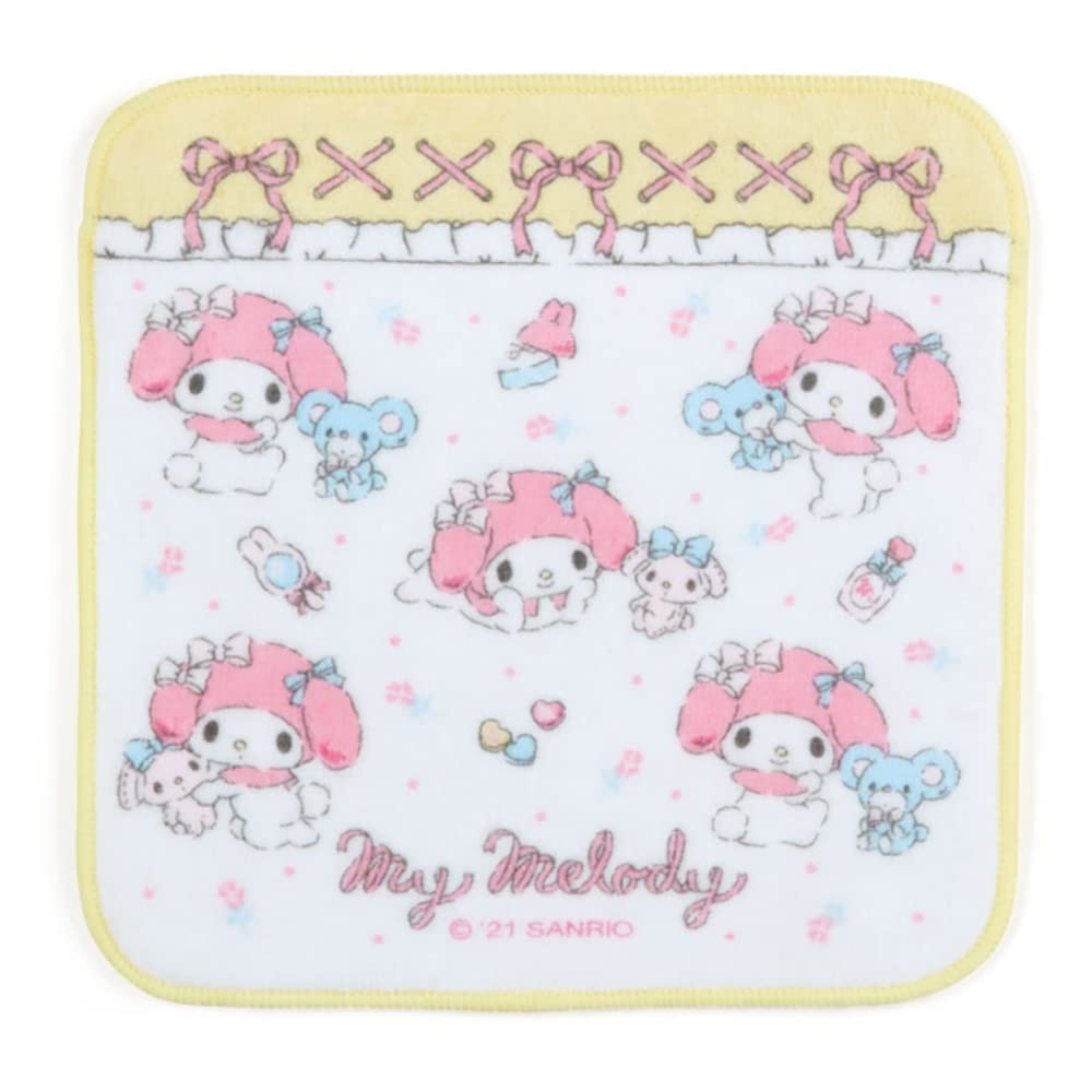 Sanrio Petit Towels 16 x 16 cm Light Blue Yellow Light Blue Cotton My Melody My Melody Set of 4 with Name Space Character 044598 SANRIO Approx. 100%