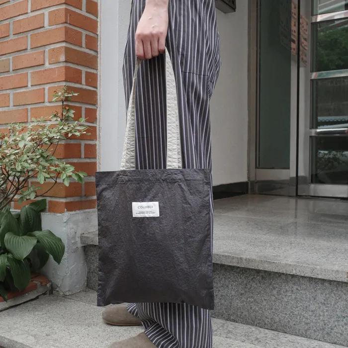Nylon square bag (Small Charcoal / Large Light beige) Shoulder bag Eco bag Big bag Mini bag