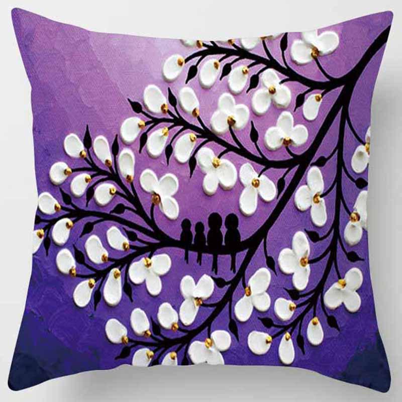 

Персонализированная трехмерная масляная живопись Дерево Цветы Дерево Подушка Наволочка Автомобиль Диван Прикроватная Поясничная Подушка Чехол 45*45cm