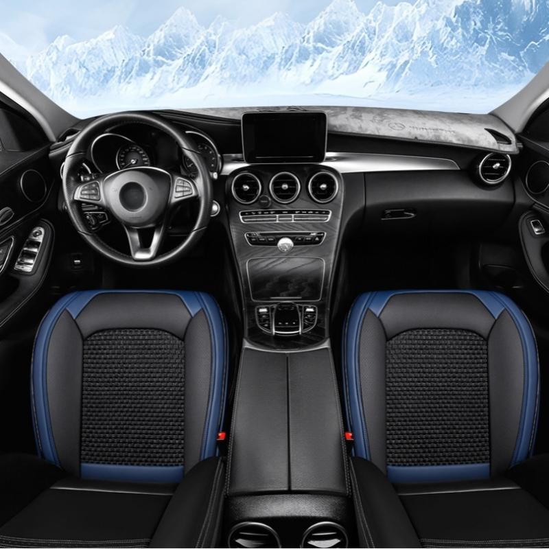 Car Seat Cover PU Leather Ice Silk Fiber Fabric Breathable Cars Seat Cushion Automobiles Seat Protector Universal Car Chair Pad