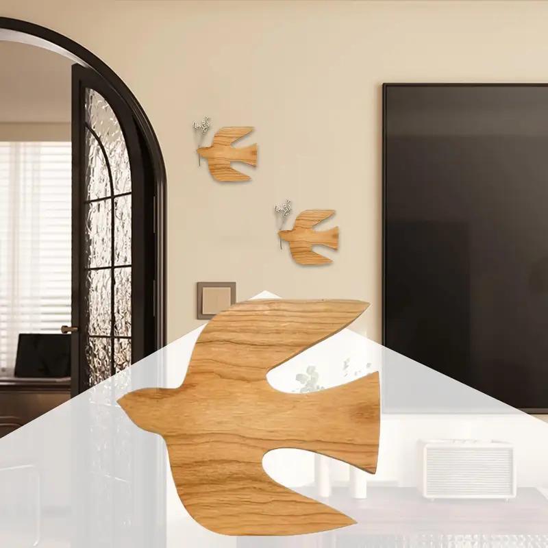 Natürliches Holz Vogel Wandkunst Handgefertigte Holz Vogel Wanddekoration Modernes Wohnzimmer & Schlafzimmer Heimdekoration