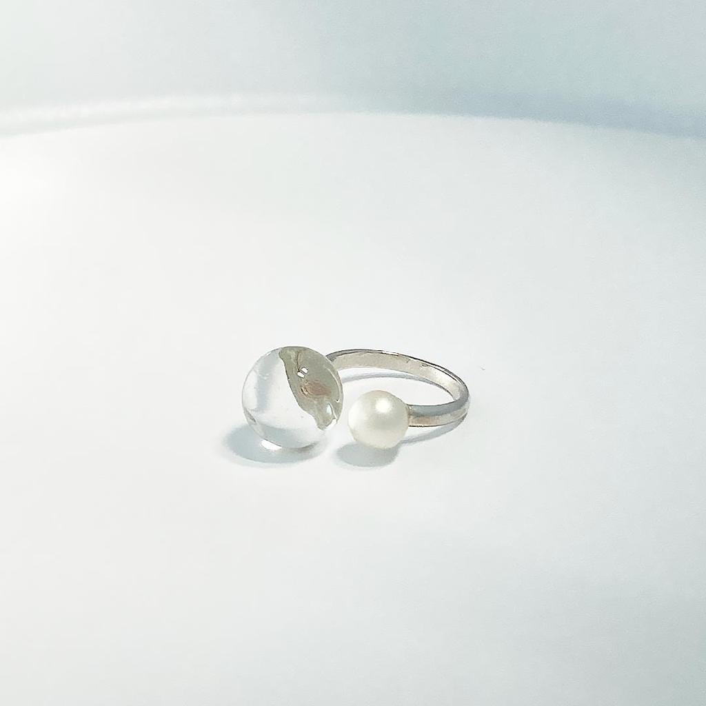 Pearl and Dew Ring - Handmade 925 Sterling Silver Jewelry for Women's Gift