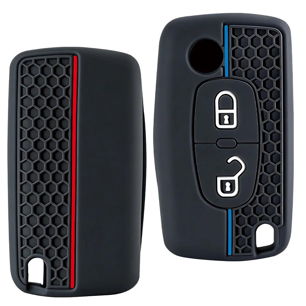 Silicone Car Key Case Cover Keychain Fob Shell For Citroen C2 C3 C4 C5 C6 Xsara Berlingo For Peugeot 207 307 308 407 607 807
