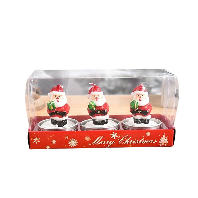 Christmas 3 Pcs Santa Claus Snowflake Reindeer Bear Candles Party Gifts Decor