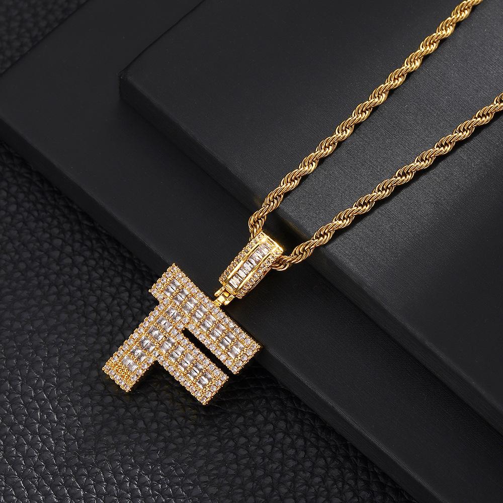26 English Letters Pendant Necklace Copper Inlaid Zircon Versatile Jewelry Necklace