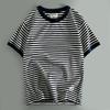 Schwergewicht Rinderwaren ~ Amerikanisches Retro-Streifen Rundhals Kurzarm T-Shirt Amekaji Middybluse Marineblau-Gestreiftes Hemd Modemarke Oberteil