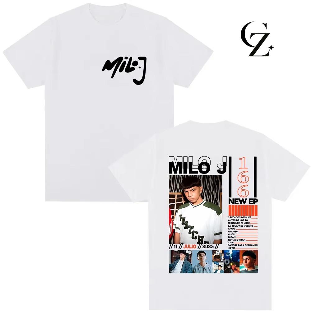 Rapper Milo J 166 Tour 2026 Album T Shi6rts Men Retro High Quality Short Sleeve Tshirts Oversized Tee Cotton TShirt Streetwear