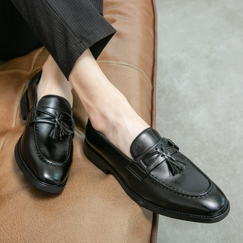 Fashion Fashion Lazy Flats Men Leather Loafers Business Formal Dress Shoes Comfortable Male Office Shoess Slip On Male Walking Footwear
