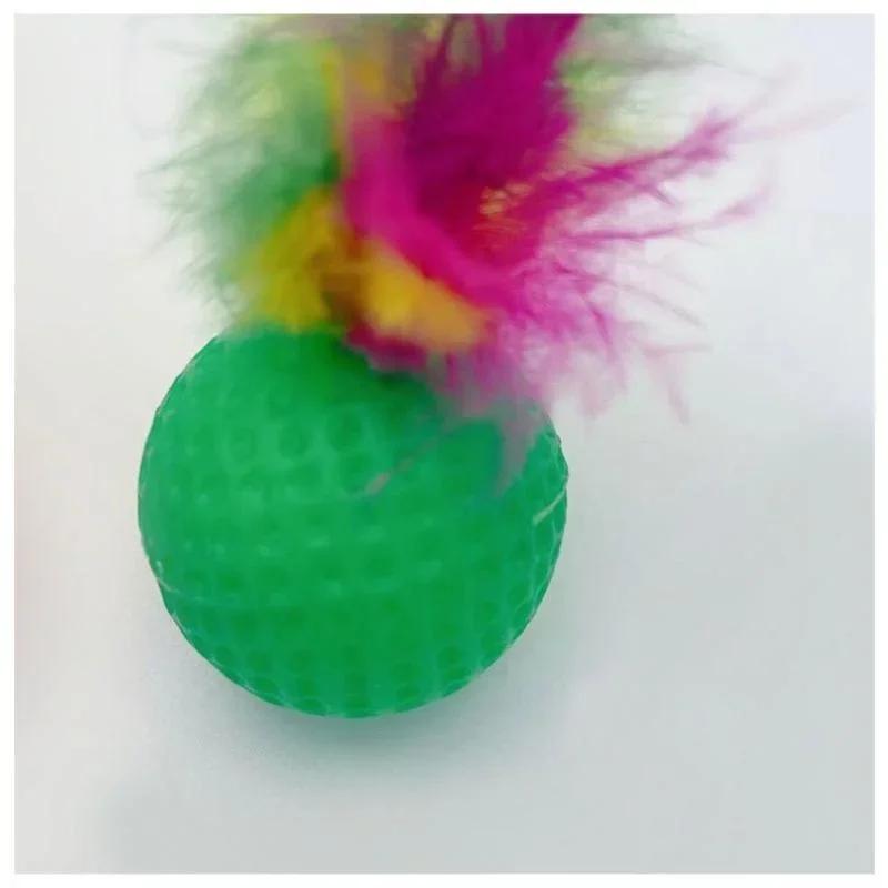 5Pcs Cat Toys Feather Rustling Cat Scratching Ball Toy Cats Supplies Random Color