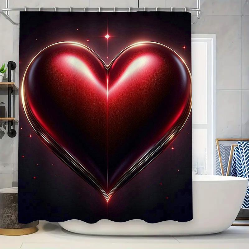 

Shimmering Red Heart Waterproof Shower Curtain W60H190(CM)-1 Pcs