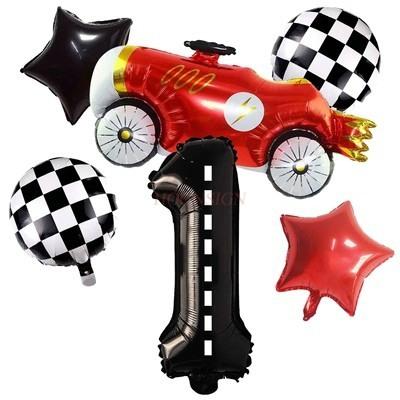 New Lightning Racing Cartoon Theme 40 Inch Black And White Stripe Digital Balloon Package For Children'S Birthday Party