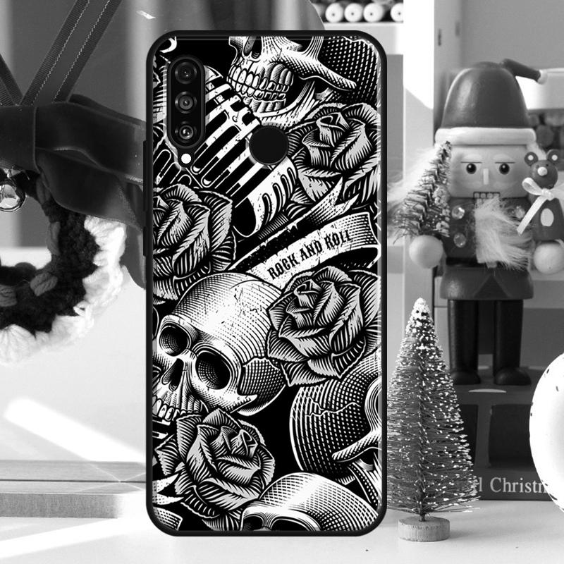 

Rock and Roll Skull Case For Huawei P30 Lite P40 P50 P20 Pro P Smart 2021 Nova 5T Nova 9 Honor X9 X8 X7 50 Huawei P30