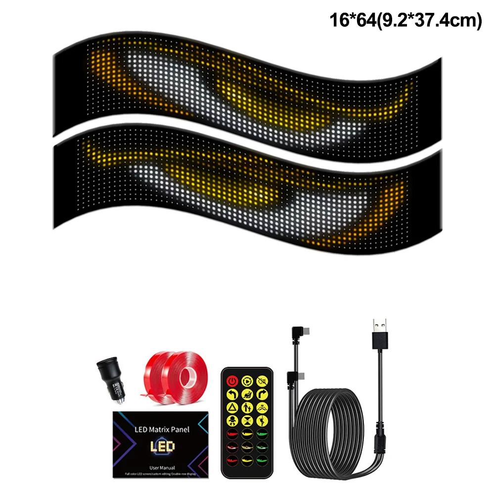 2Pcs Devil Eyes Light Bluetooth APP Control with Car Charger DIY Programmable Flexible LED Display Scrolling Sign Light Truck