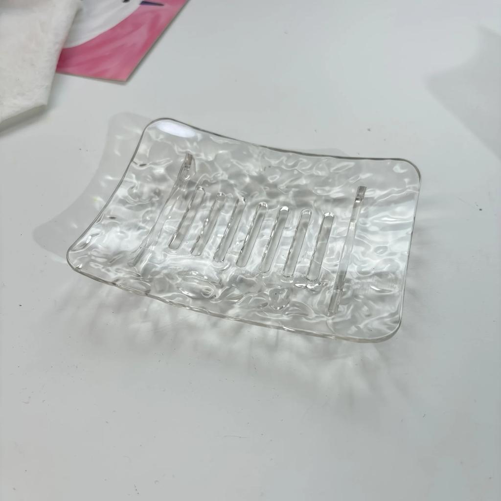 1PC Transparent Soap Box High-End Bathroom Glacier Patterned Soap Storage Rack For Household Use Soap Box