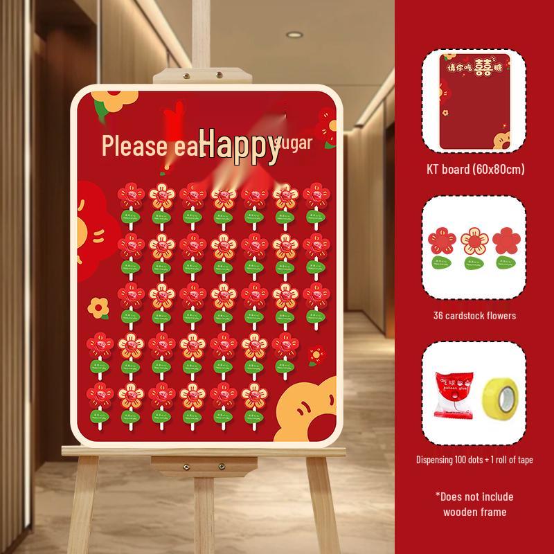 Creative Wedding Engagement Candy Lollipop Welcome Sign and KT Board Backdrop Decoration
