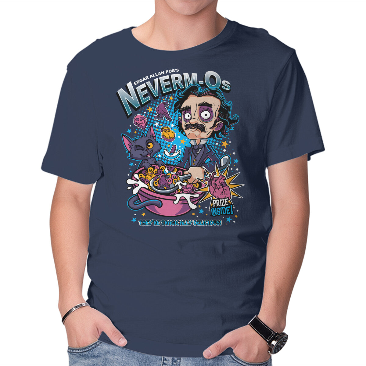 Unisex Crew Neck T-Shirt Poe s Neverm-o s Graphic Short Sleeve Casual Tee S