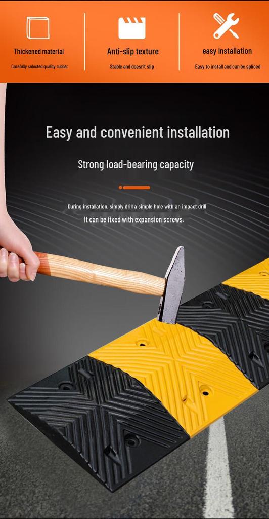 Rubber Speed Bump & Shock Absorbing Strip for Roadways and Doorways