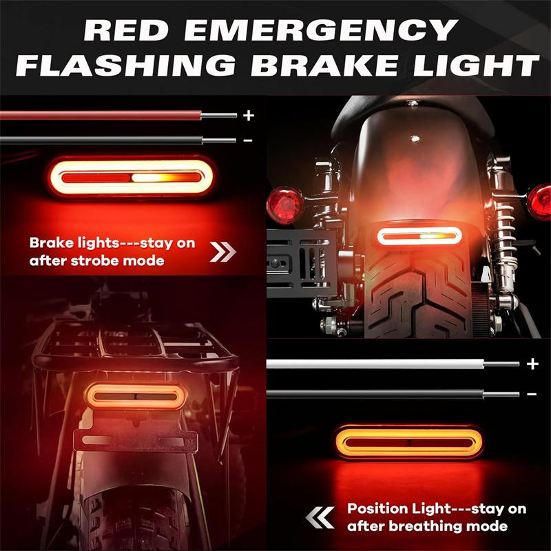 Universal Motorcycle Brake Light With Turn Signals 12V-80V Compact Dual Color Dirt Bike Light Waterproof For Atv Tail Light