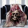 1pc Skull & Blooms Blanket  Seasonal Universal Home Decorative for Room, Living Room, Travel, Camping, Car Blankets