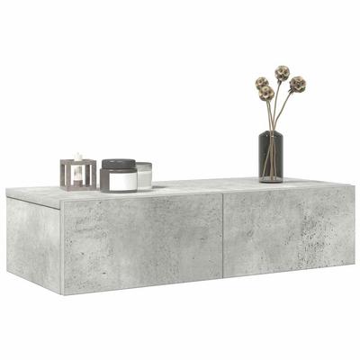 Vidaxl Wall Shelf with Drawers, Concrete Gray, 60X26.5X15 Cm