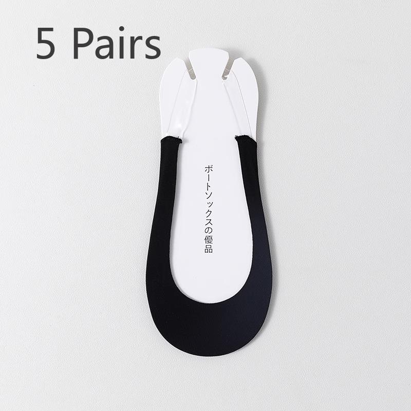 5 Pairs Harness Boat Socks Women's Socks Shallow Mouth Summer Thin Ice Silk Invisible Socks