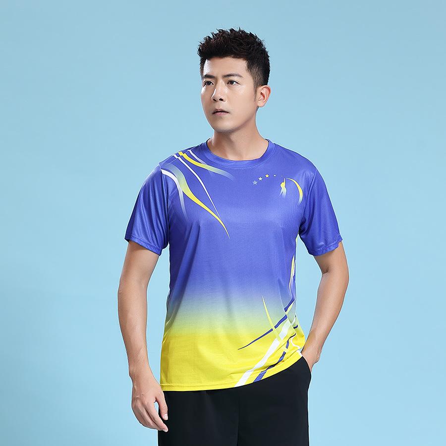 Men's Summer Sports Team Print Short Sleeve T-shirt for Running & Power Walking