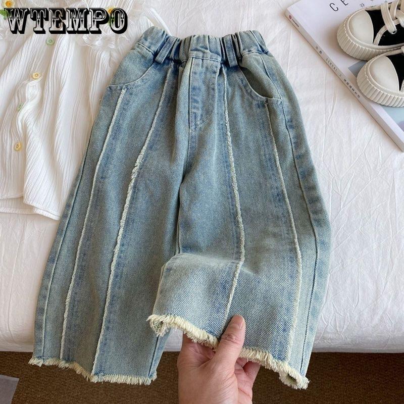 Girls' Pants Autumn Fashion Straight Leg Jeans Women's Treasure Wide Leg Pants Spring and Autumn Pants