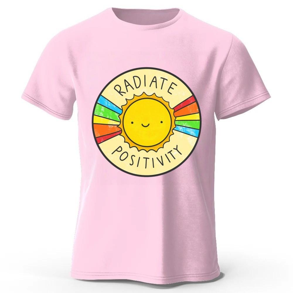Healing Rainbow Sunshine Pure Cotton T-shirt Men Fashion Casual Plus Size Loose Short Sleeves Soft Comfortable Top
