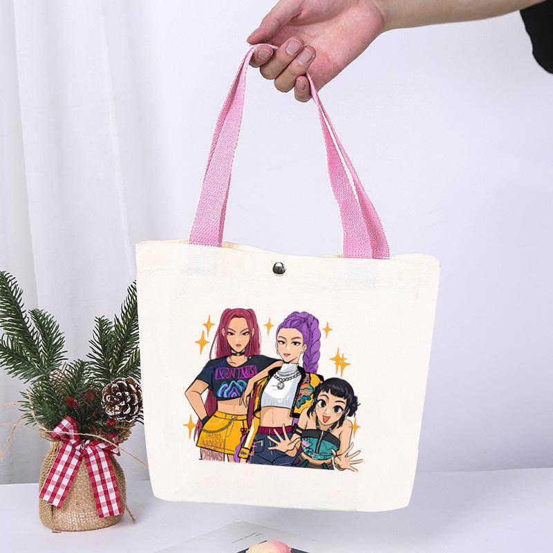 K-Pop Animation Cartoon Printing High Value Fashion Simple Canvas Bag Going Out Portable Shopping Bag Handbag