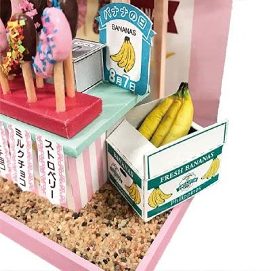 Billy Handmade Dollhouse Kit Festival Stall Chocolate Banana Miniature Wooden Diorama Japanese Craft W145 X D85 H135mm