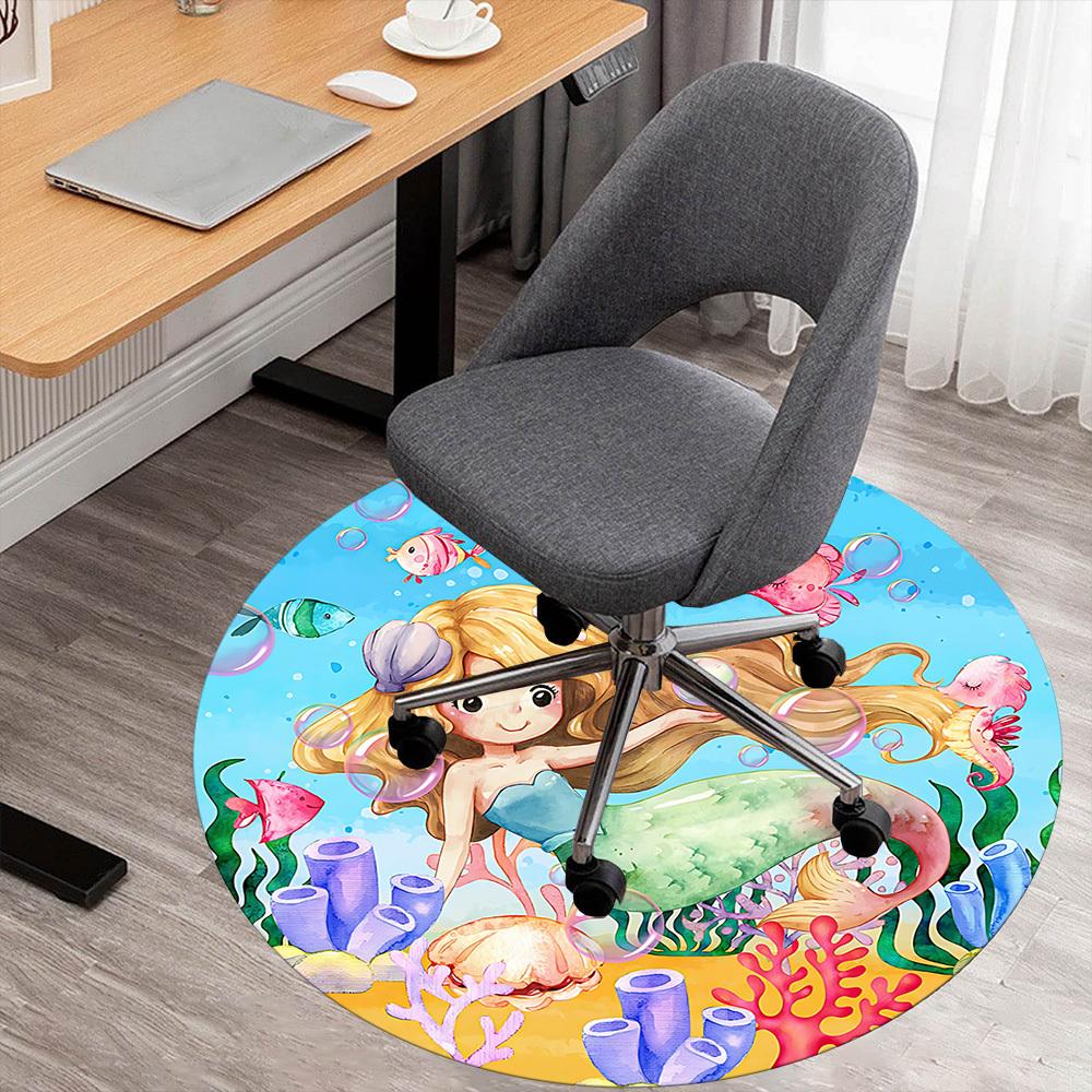 1pc mermaid ocean Round Chair mat Area Rug - Non-Slip, Floor Mat for Office, Bedroom, and Indoor Decor c1125417