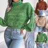 Frauen Herbst Winter Mischfarbe Laterne Langarm Rollkragen Stricken Lose Alle Spiel Pullover SL