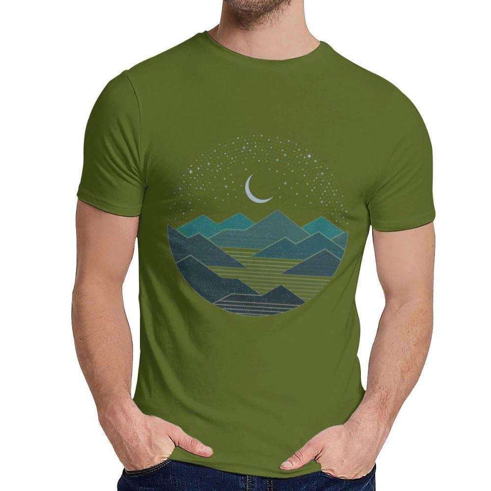 Boy Tee Shirt Between The Mountains And The Stars Good Cotton Anime Crewneck Retro T Shirt 2XL