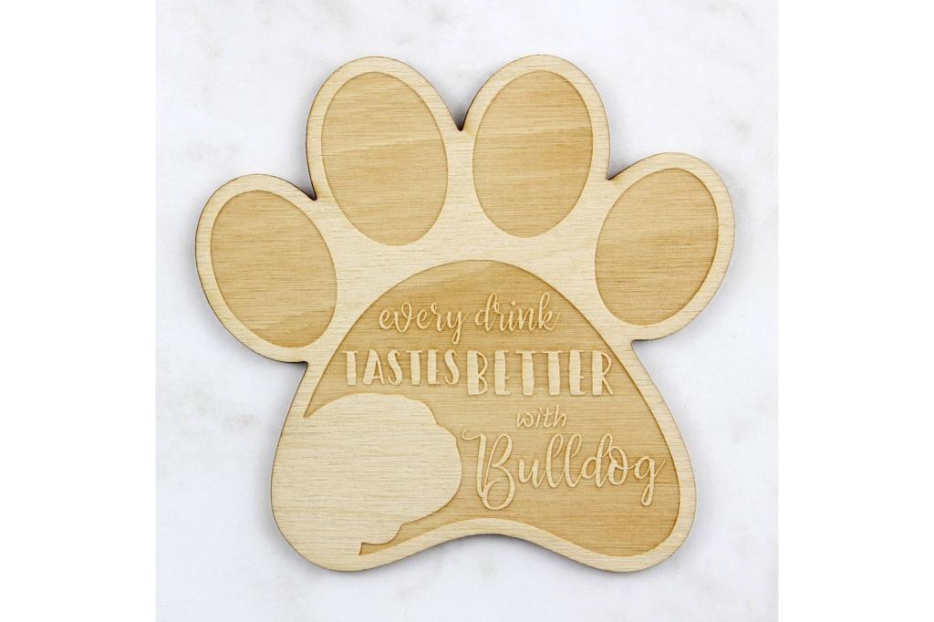 Bulldog - Podložka pod hrnek, gravírovaná podložka s pejskem, dárek pro milovníka psů značky Art-Dog