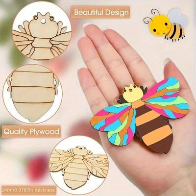 56-Piece "Exquisite Charm" Wooden Butterfly & Flower Paper Cut Set - Blank DIY Painting Crafts, Ideal for Home Decor
