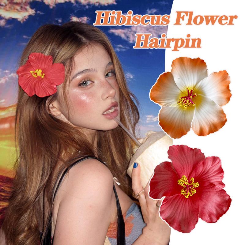 Plumeria Hibiscus Flower Hair Clip Hawaiian Flower Side Bangs Clip For Women Seaside Beach Hibiscus Flower Hairpin Headband