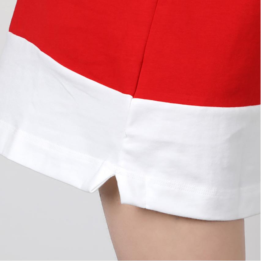 Nike Logo Print Round Neck Short Sleeve Dress Women Dresses White Red CJ3716-100